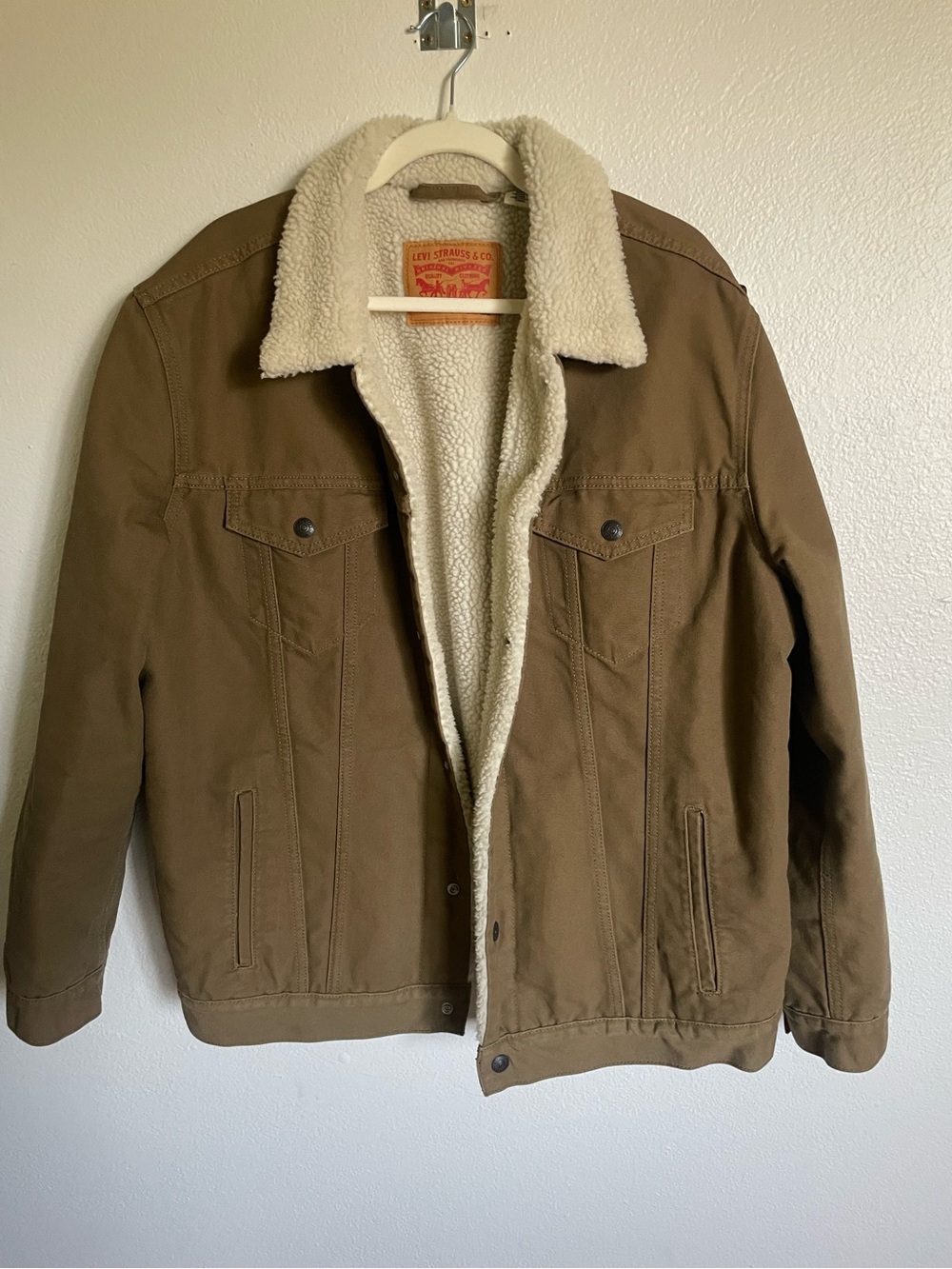 Levi’s Men’s Type III Sherpa Trucker Jacket Brown Twill Canvas Warm Winter XXL